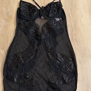 Victoria's Secret Black Butterfly Lace  see-through dress